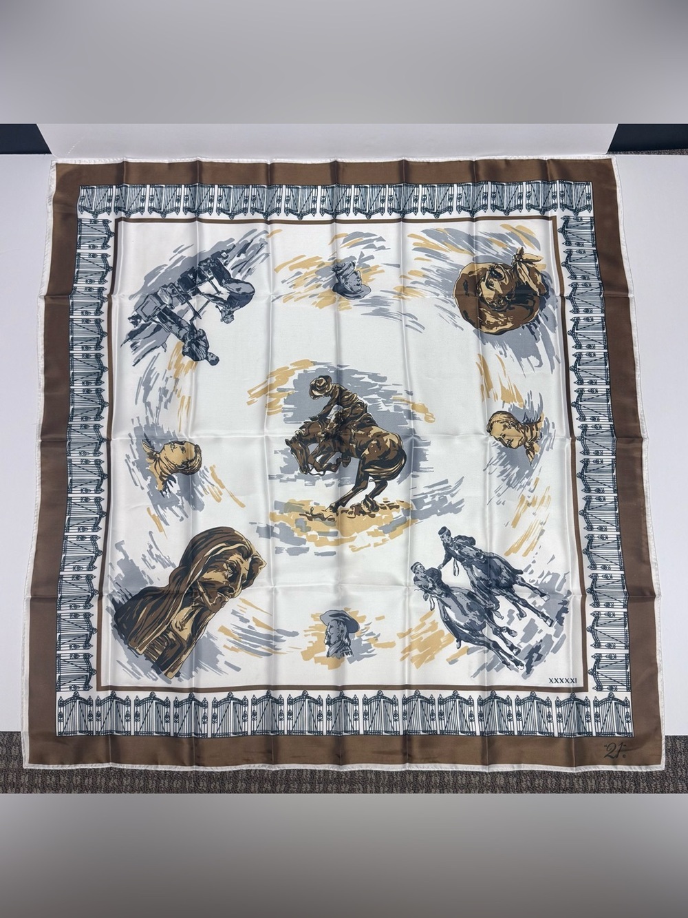 VNTG 21 Club NYC Scarf Western Equestrian Cowboy Ray Strauss XXXXXI RARE